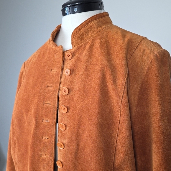 Vintage Manteaux Manteaux Suede Jacket – Genuine Leather in Warm Caramel Brown - Picture 2 of 12